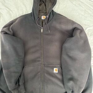 Carhartt Black Sherpa Lined Full-Zip Hoodie- warm